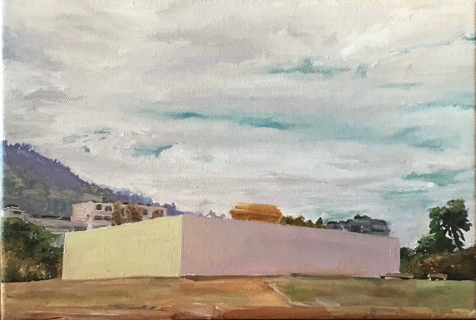 Mara Santibáñez “Plaza” Óleo sobre tela Size: 33W x 22 H x 3 D cm 2021